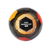 Soccer ball with black, orange, and red design featuring 'FIFA World Cup 26' text on a white background.