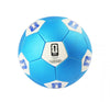 Blue and white soccer ball with FIFA logo on a white background