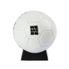 White soccer ball with 'WE ARE 20' logo on a stand against a white background