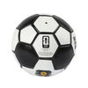 Black and white soccer ball with FIFA logo on a white background
