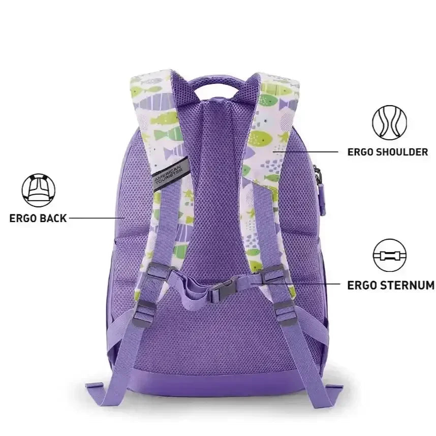 American Tourister Ollie 3.0 Fishy Purple 26 Ltrs School Backpack for Kids