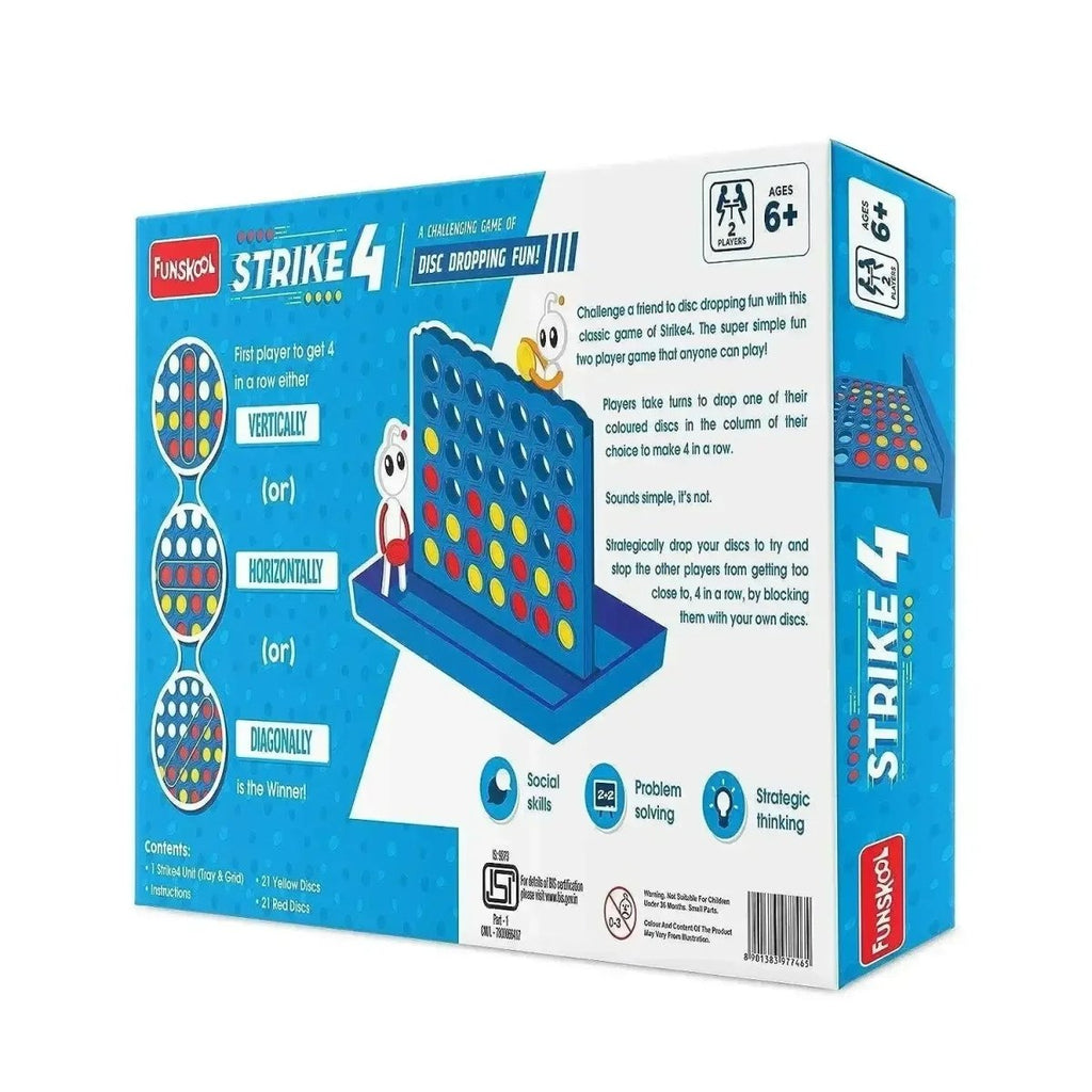Funskool Games Funskool Strike 4 Strategy Board Game – Classic 2-Player Disc Drop ...