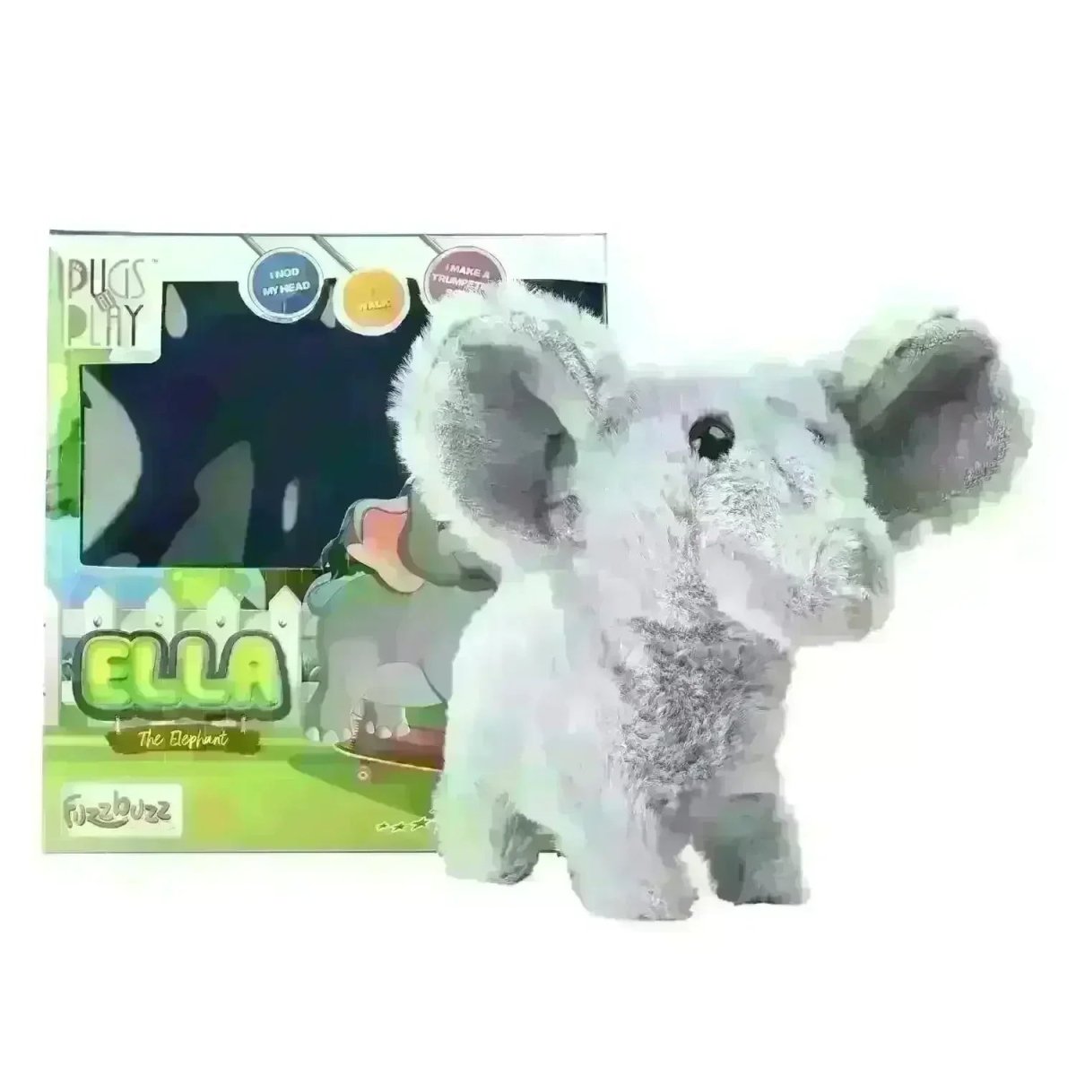 Fuzzbuzz Fuzzbuzz Pugs At Play – Ella The Elephant | Interactive Walking Plush ...
