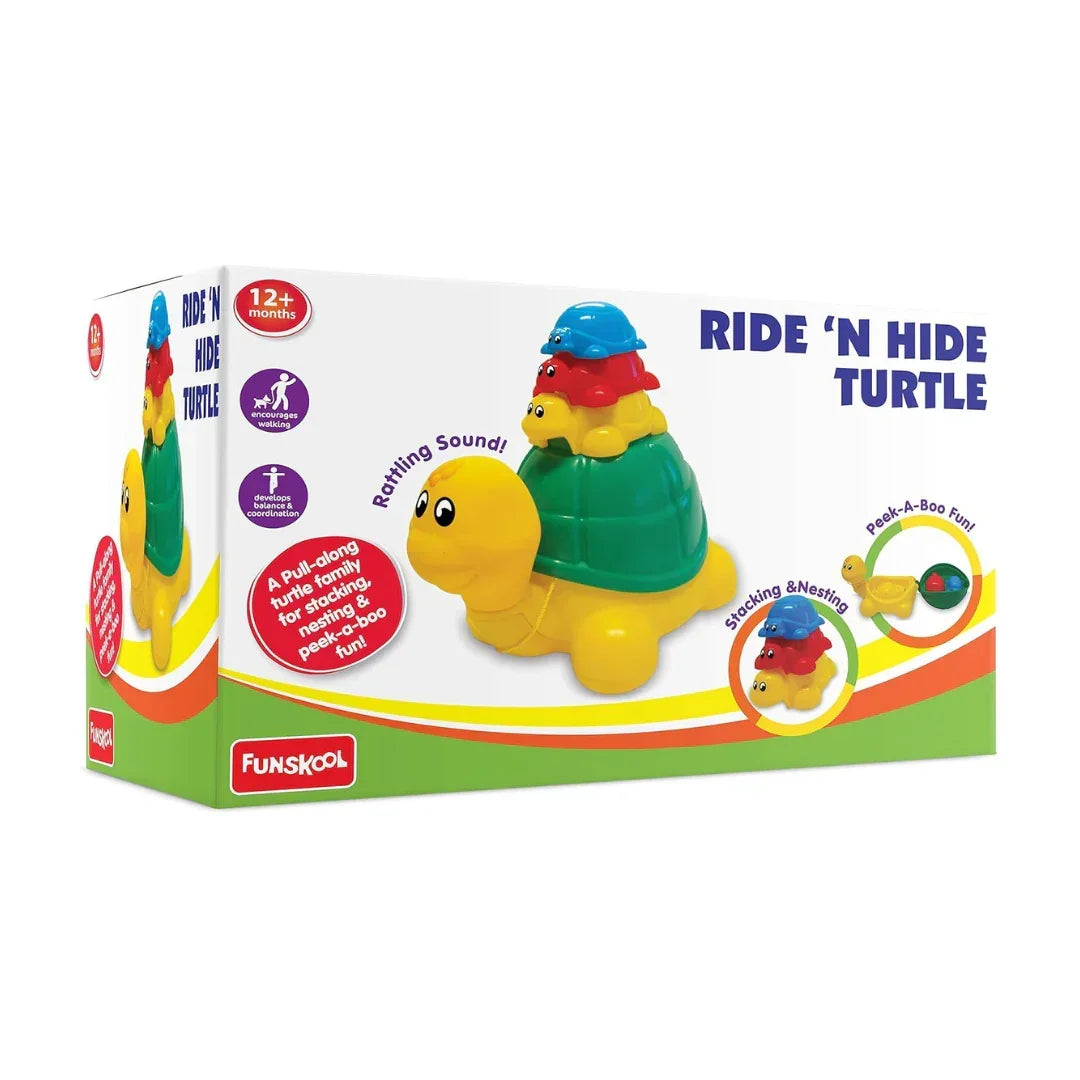 Flying Turtle Riding Toy Giggles Ride & Hide Pull-Along Turtle Toy – Stacking Discovery Play for ...