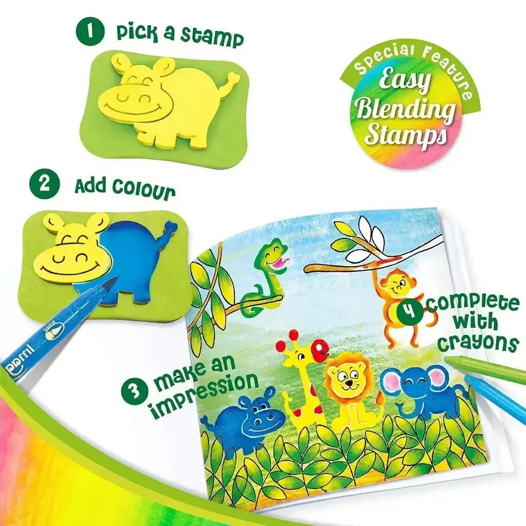 Colouring Stamp Imagimake Stamp Art – Animal Kingdom DIY Kids Colouring Book Set ...