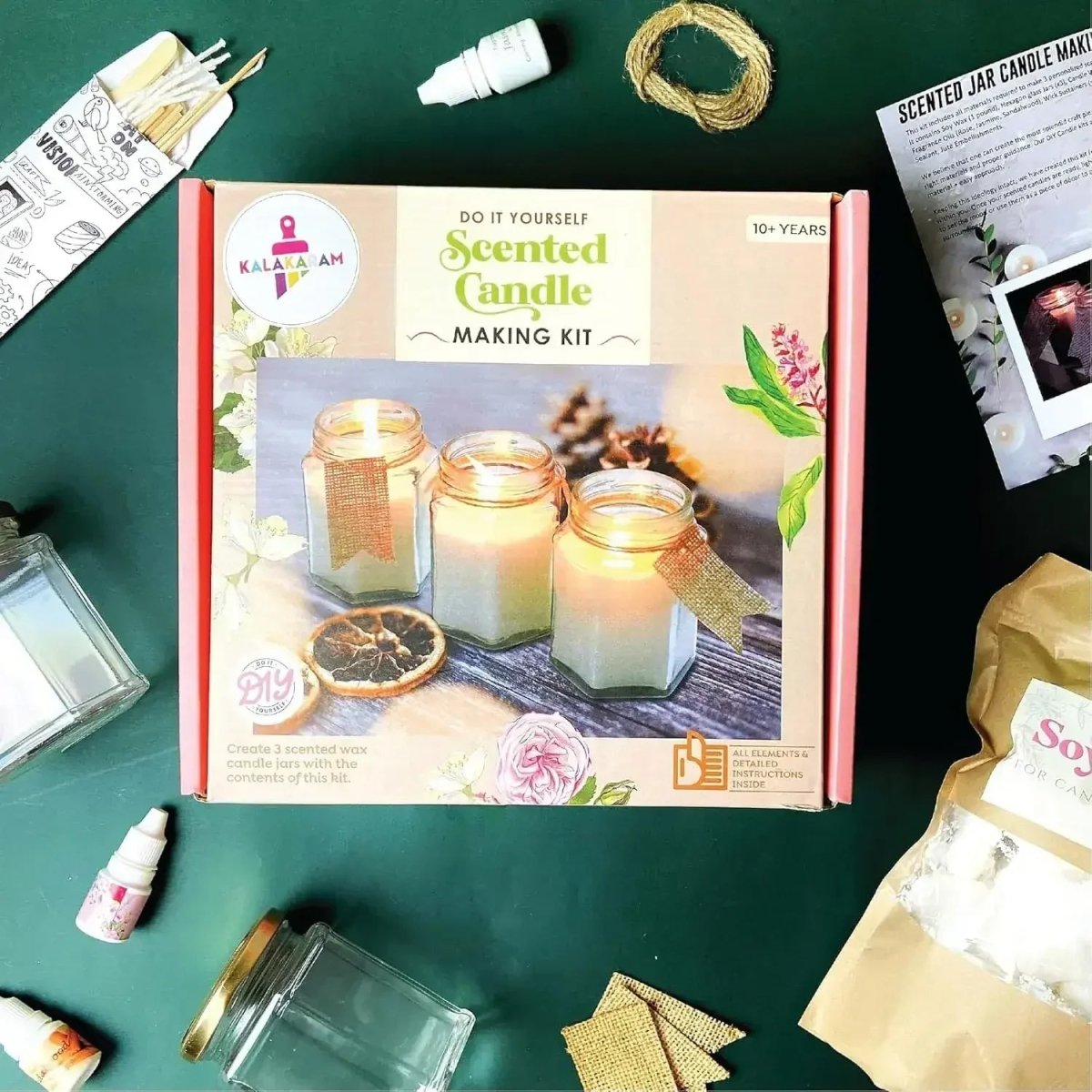 Candle Making Setup Kalakaram DIY Scented Candle Craft Kit – Natural Soy Wax Candle Making ...