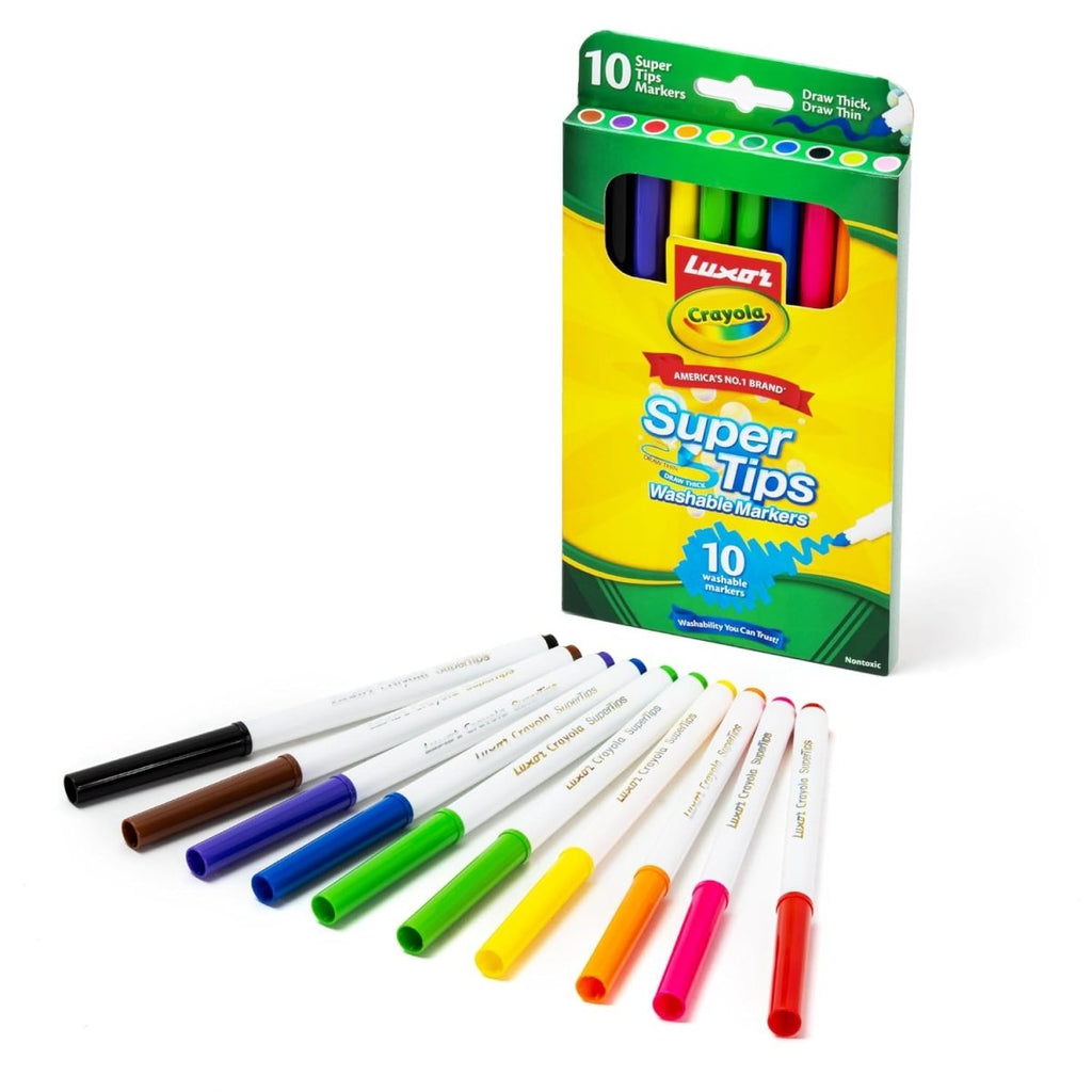 Luxor Crayola Super Tips Washable Markers – 10 Shades Versatile for ...