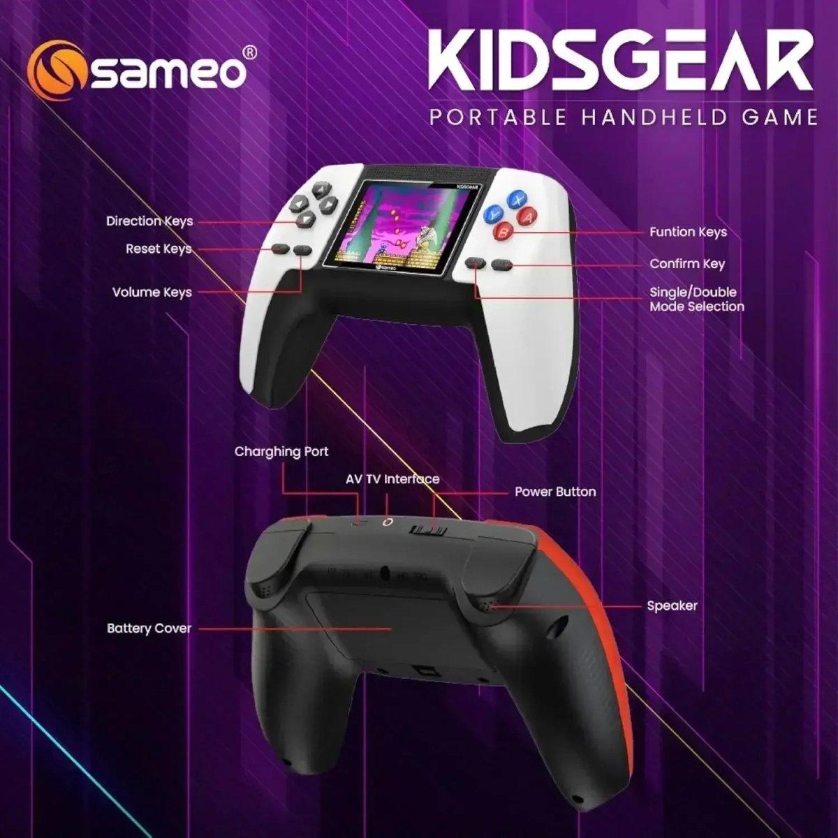 Handhell Contoller Sameo Kids Gear Spectral White | Retro Gaming Handheld Console for Kids ...