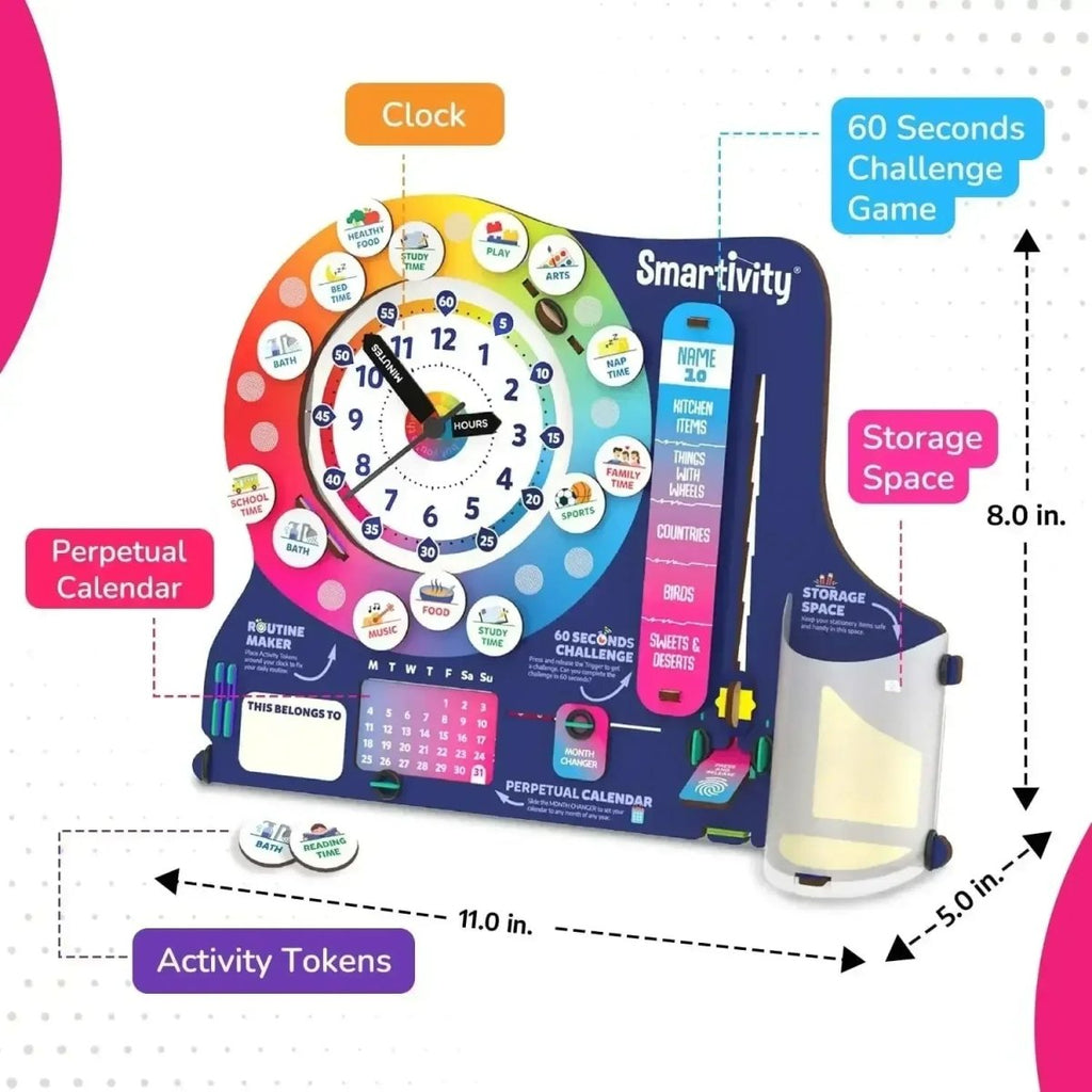 Interactive Clock Simple Smartivity DIY Interactive Clock with Stationery Organiser for Kids ...