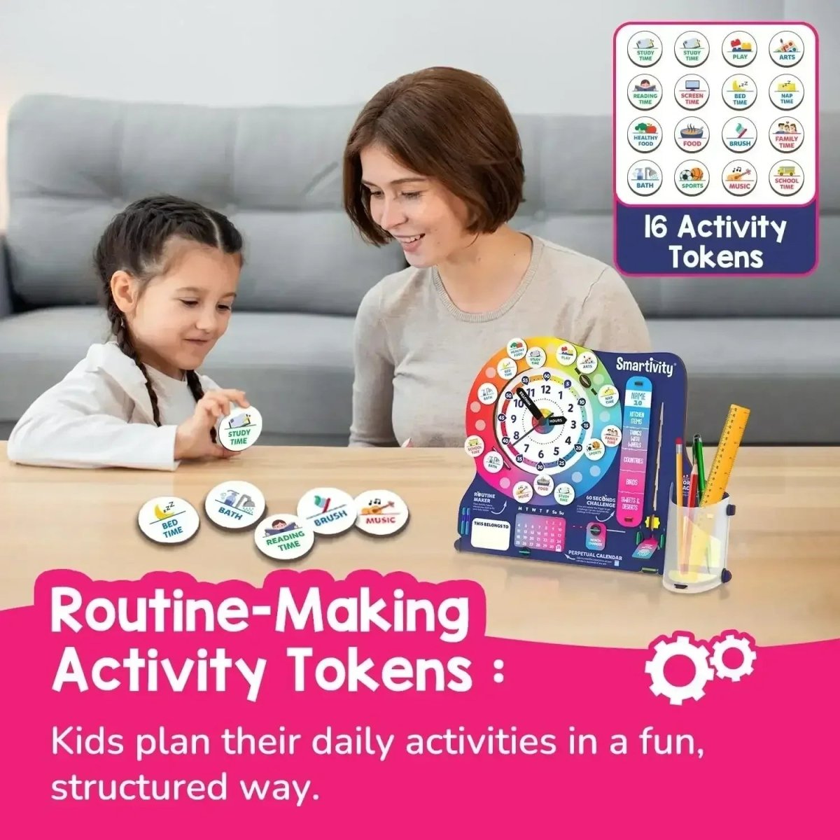 Activity Box With Clock Smartivity DIY Interactive Clock with Stationery Organiser for Kids ...