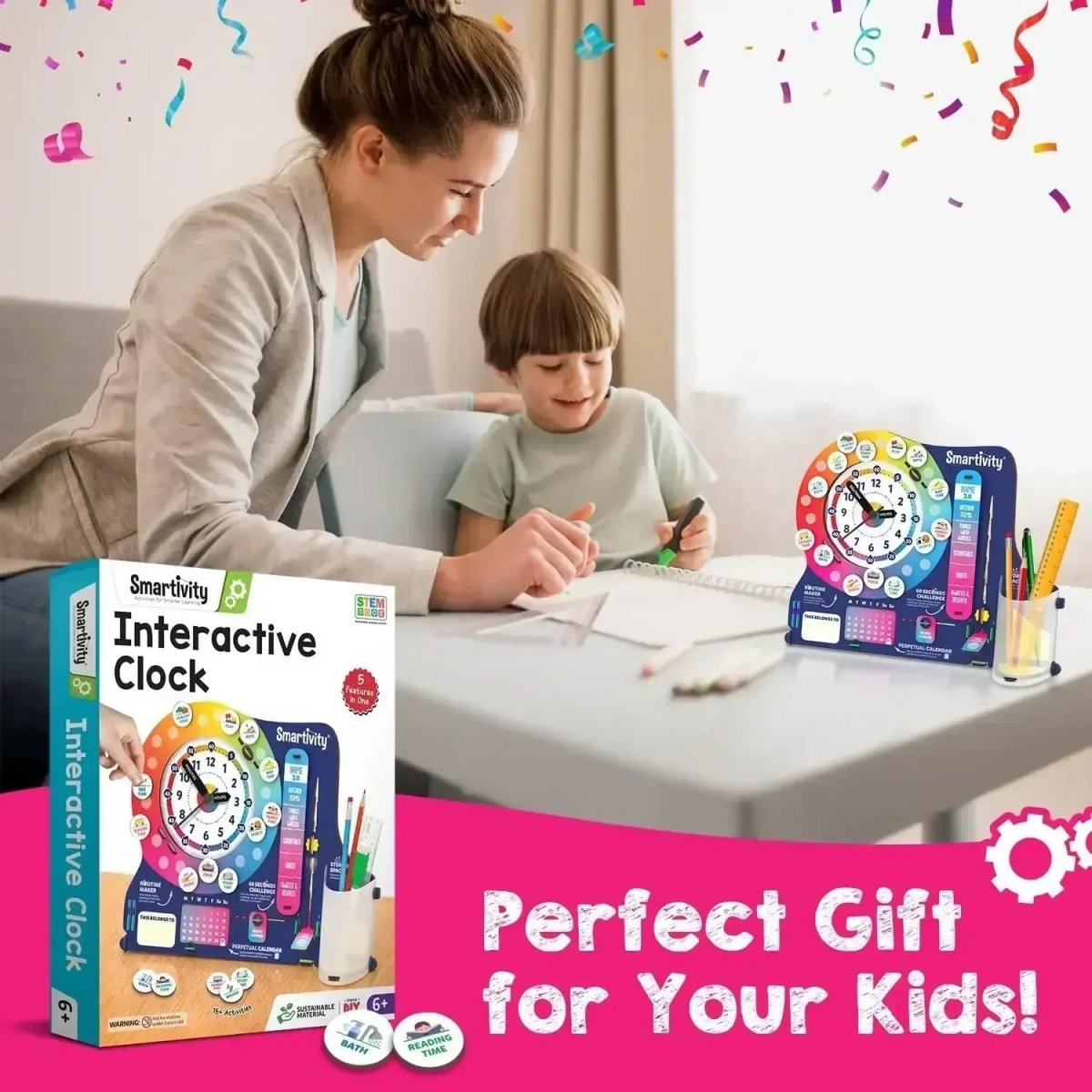 Activity Box With Clock Smartivity DIY Interactive Clock with Stationery Organiser for Kids ...